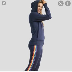 Jane Fonda rainbow jogging suit.
